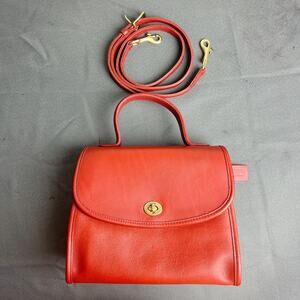 RARE! Coach Vintage Red Manor Top Handle Satchel Bag 9977